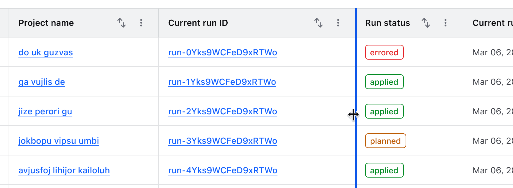 The interactive resize border in its active state being dragged with a mouse